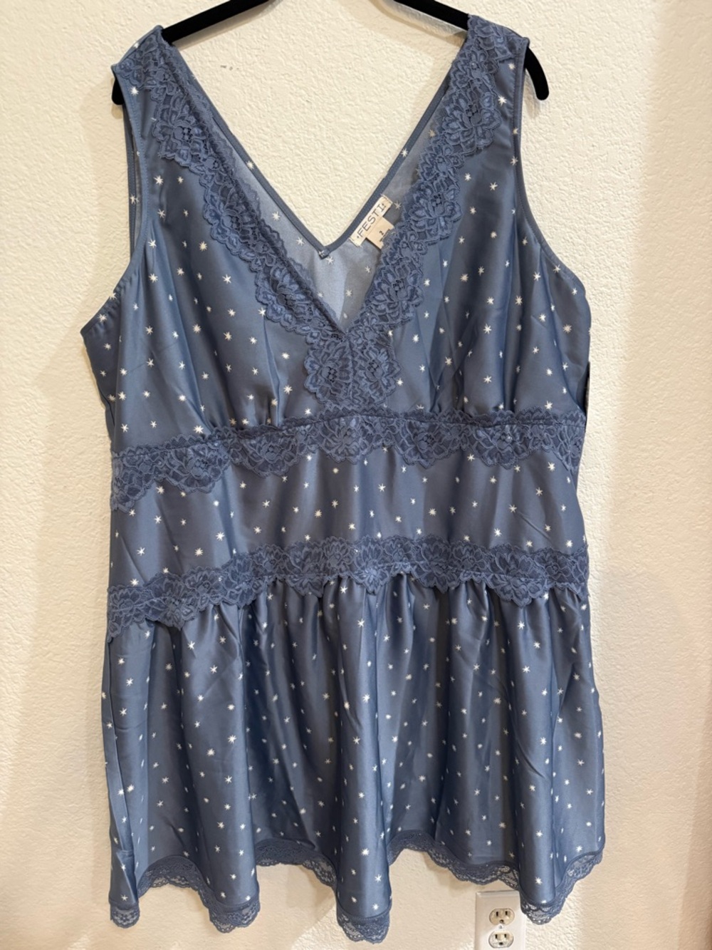 torrid Blue Star Print Lace Trim Chemise
